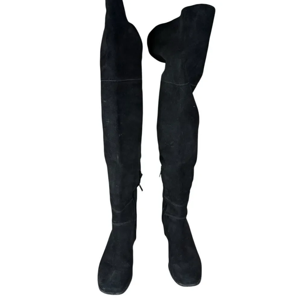 Joie Black Suede Over the Knee Boots Women’s 36.5 / US 6.5 Block Heel Overknee